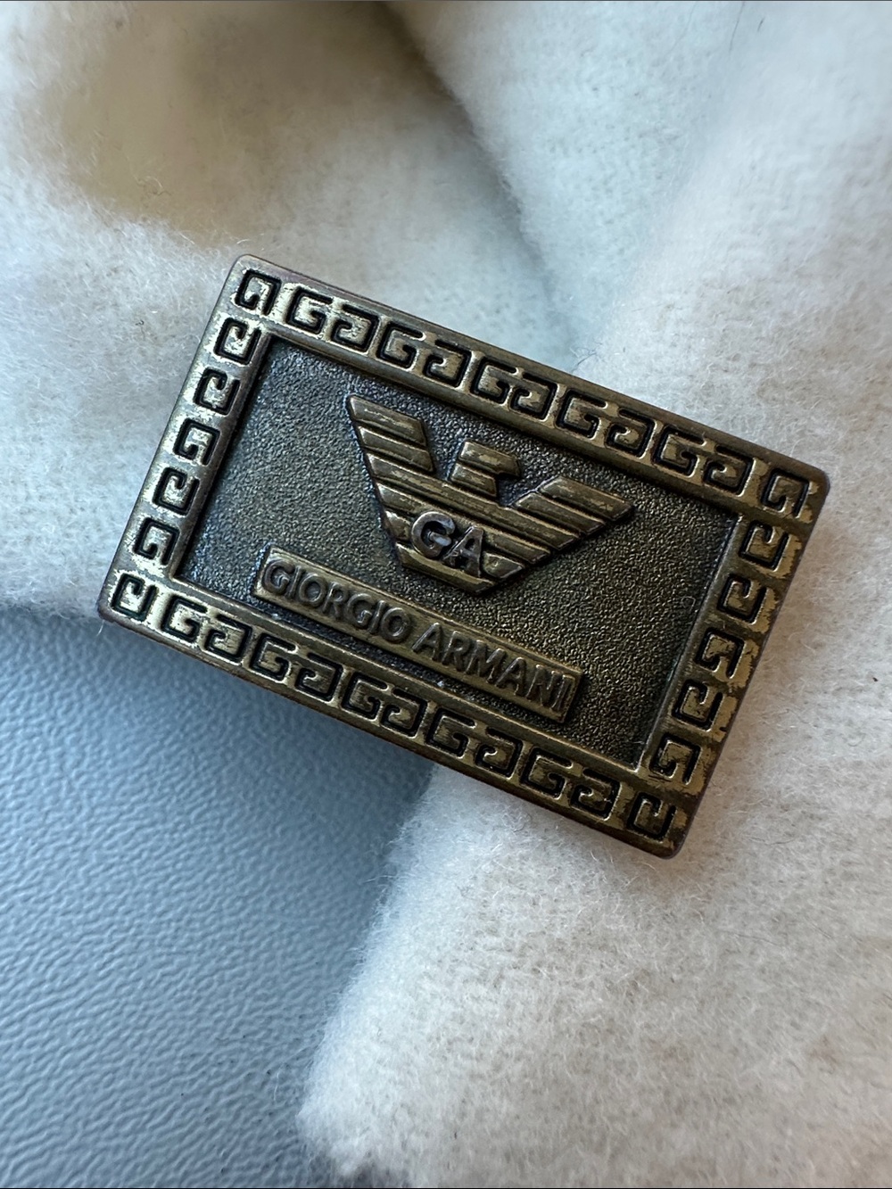 Giorgio Armani Bronze-Tone Rectangular Logo for Crafts Parts